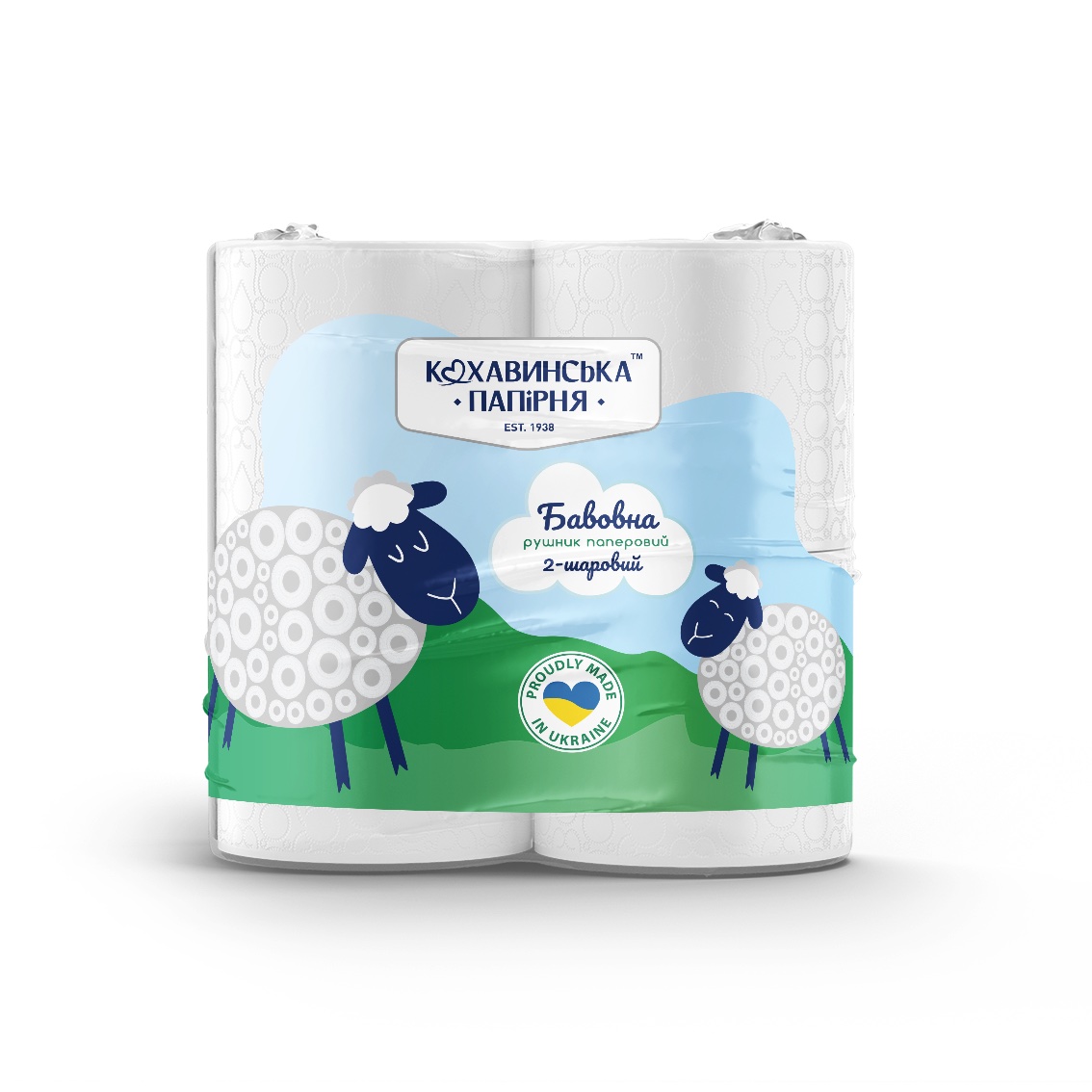 Рушники паперові "Бавовна" 12,6 метрів целюлозні білі 2-шар (2шт)